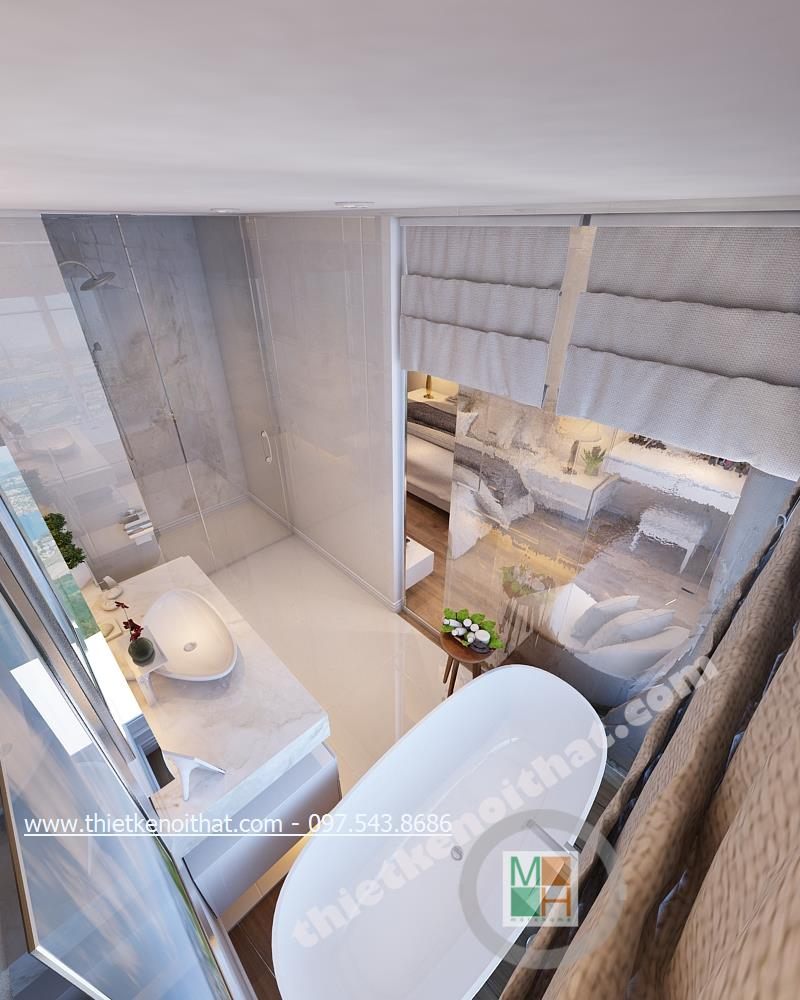 Thiết kế nội thất phòng tắm chung cư Thăng Long Number One Viglacera Nam Từ Liêm 